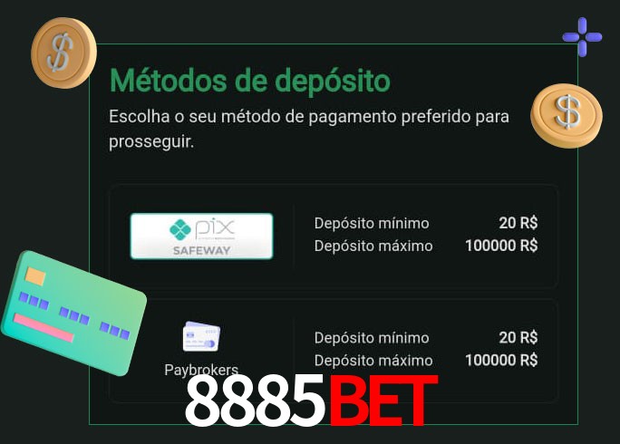 O cassino 8885Bet oferece uma grande variedade de métodos de pagamento